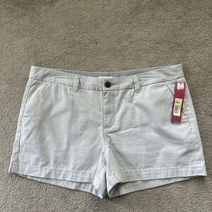 Merona Chino Shorts Flat Front Womens Size  10 Brown Beige 100% Cotton Pockets‎